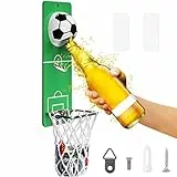 Flaschenöffner Wand Magnet mit Auffangbehälter,Vintage Holz Bieröffner Wand mit Behälter,Magnetischer Flaschenöffner,Einzigartige Geschenkideen Geschenke für Männer Weihnachten Geschenke (Fußball)