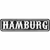EXPRESS-STICKEREI Hamburg Biker Aufnäher Deutschland Motorrad Club Rankpatch | Applikation zum annähen/aufbügeln | 100x25mm Rechteckig Patch | 1 Stück