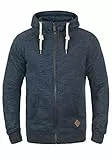 Solid SDVitu Herren Sweatjacke Kapuzenjacke Zip-Hoodie mit Kapuze Kordelzug Kängurutasche Reißverschluss Baumwollmischung Regular fit, Größe:L, Farbe:Insignia Blue Melange (8991)