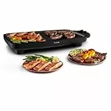 Tefal Plancha Booster Tischgrill, 2200 W, extra große Grillfläche, Boost-Zone, 6 Temperaturstufen, durchgängige Grillplatten, inklusive Fettablaufrinne, Thermo-Spot, Schwarz, CB6428