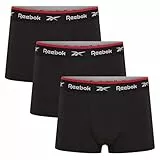 Reebok Redgrave Boxershorts Herren | 3er Pack Sport Boxershorts für Männer | Atmungsaktive & Stretch Unterwäsche Herren | Locker geschnittene Boxer Shorts, Schwarz, L