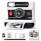 CalineGam Kinderkamera Sofortbildkamera, 1080P HD Sofortbildkamera Kinder mit 32 GB Karte und 3 Papierrollen, Kinderspielzeug mit Zwei Objektiven, Geschenke für Jungen & Mädchen von 3-12 Jahren