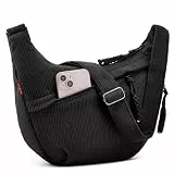 Jiliyote Crossbody Bag Damen Umhängetasche cord Tasche,Halbmond Tasche mit verstellbare Schultergurt und Reißverschluss für Reisen und Uni (Schwarz)