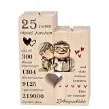 Silberhochzeit Geschenk，Kerzenständer，Silberhochzeit Deko，25 Hochzeitstag Geschenke - Glücklich 25. Jahrestag Geschenk für Frau Mann Paare Frauen Männer
