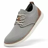 SHULOOK Herren Atmungsaktive Gestrickte Sneakers Leichte Oxfords Schuhe Sommer Casual Lace Up Dress Schuhe (Beige 44)