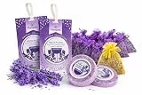 Pampido Lavendel Mottenabwehr Mixbox – 12 Lavendelsäckchen, 2 Duftbeutel & 2 Duschbomben – Natürlicher Mottenschutz für Kleiderschrank, Schublade & Textilien