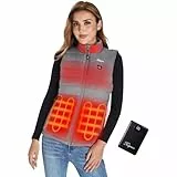 Telguua Beheizbare Weste Damen mit Akku 5V 12000mAh, Heizweste Beheizten Weste, USB-C Wärmeweste Wiederaufladbare Warmende Damenweste mit 4 Heizzone und 3 Stufen Temperatur für Outdoor-Aktivitäten