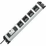Kopp 228120012 Powerversal Steckdosenleiste 4-fach mit FI/LS Schalter, Grau, Schwarz