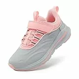 DREAM PAIRS Unsex Kinder Sneaker verschleißfest Wasserfest Turnschuhe Mädchen Jungen Sportschuhe mit Klettverschluss Laufschuhe,Size 37.5,Hellgrau/Rosa,SDRS2335K
