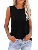 Zeagoo Damen Basic Top Ärmellose Schwarz T Shirt Einfarbig Tank Top Rundhals Oberteile Weste S
