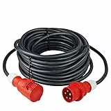 as - Schwabe Starkstrom Verlängerungskabel 25 m H07RN-F 5G2,5-400V/16A/ca. 11kW - Verlängerungsleitung Baustelle - 5-polige, robuste CEE Verlängerung für Außenbereich - IP44 - Made in Germany, 61015