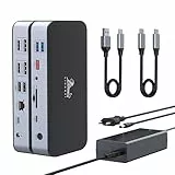 DisplayLink Docking Station Dual Monitor 15 in 1 Universal Dockingstation USB C Dock mit Dual 4K DisplayPort & HDMI für MacBook M1/M2, 120W Netzteil, 2.5G Ethernet, USB 3.1/3.0/2.0, SD/Micro SD, Audio