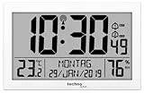 Technoline WS 8016 Moderne, Digitale Funk-Wand-Uhr mit Temperaturanzeige, Kuststoff, weiß, 225 x 143 x 24 mm WS8016WEISS