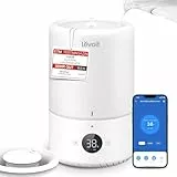 Levoit Smart Luftbefeuchter Schlafzimmer, 19dB leise, Top-Fill Humidifier für Baby, Luftfeuchtigkeit Sensor, Raumbefeuchter mit 360°Drehdüse für Kinderzimmer, Pflanzen, 3 L, Cremeweiß