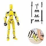 T13 Action Figure, Action Figures, Actionfiguren mit Mehreren Gelenken, 3D-Druck von Beweglichen Figuren with 4 Types of Weapons and 3 Types of Hands, Roboter Desktop-Dekorationen(Gelb)
