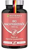 Nachtkerzenöl Bio - 1500 mg davon 135 mg GLA Tagesdosis - kaltgepresst &100% natürlich - Nahrungsergänzungsmittel bei PMS & Hautunreinheiten - Premium-Qualität - 60 Kapseln - Nutrimea
