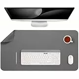Jumdast Schreibtischunterlage, Doppelseitigen Rutschfeste Tischunterlage Multifunktionales Office Mousepad Laptop Schreibunterlage Kunstleder Schreibtischmatte (Grau, 40 x 80 cm)