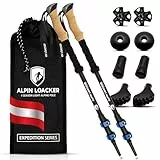ALPIN LOACKER Teleskop Wanderstöcke Aluminium mit Korkgriff I Leichte Nordic Walking Stöcke Damen und Herren für Skifahren und Wandern I Trekkingstöcke für Bergsport, blau