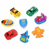 DRESSOOS 8stücke Teiliges Fahrzeug Badewannenspielzeug Für Kleinkinder Spritzendes Badespielzeug Mit Geräusch Schwimmende Figuren Für Junge Mädchen Für Badewanne Planschen