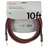 Fender Professional Series Instrumentenkabel, 3 Meter, Hervorragende Tonübertragung, Robuste 8mm-Ummantelung, Rotes Tweed, Vernickelte Stecker, Flexibel und Geräuschfrei