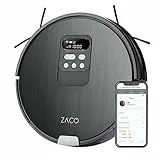 ZACO V85 Saugroboter mit Wischfunktion, App & Alexa Steuerung, 8cm flach, automatischer Staubsauger Roboter, 2in1 Wischen oder Staubsaugen, für Hartböden, Fallschutz, mit Ladestation