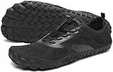 SAGUARO Barfußschuhe Herren Damen Traillaufschuhe Outdoor & Indoor Training Fitnessschuhe Wander Wald Strand Straße Laufschuhe Walkingschuhe Schnell Trocknend Badeschuhe, Schwarzkohle, 45 EU