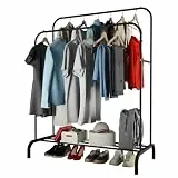 WOWZILLA Kleiderschrank Kleiderständer mit Kleiderstange Garderobe Schwarz Stange bis 40kg Last Schrank bis 40 Kleiderbügel Garderobenstange Stand Regal für Kleidung Offener Kleiderschrank
