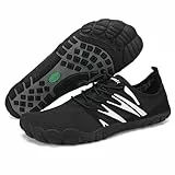 SAGUARO Barfußschuhe Herren Schnell Trocknend Wasserschuhe Leicht Atmungsaktive Badeschuhe Männer rutschfest Barfussschuhe, Schwarz, 45 EU