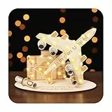 Geldgeschenk Holz, Flugzeug Geldgeschenk Geburtstag Geldgeschenk Holz Reisekasse Geschenk mit 5 Bohrungen – Geburtstag Geldgeschenk für Frauen und Männer als Reise- oder Flitterwochen-Geschenk