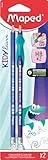 Maped - 2x ergonomische Drei-Kant-Bleistifte mit Radiergummi - HB mittel + Schreiblernhilfe KIDY LEARN