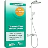 hansgrohe Crometta S - Duschsystem mit Thermostat, Regendusche (240 mm) mit Armatur, Handbrause (2 Strahlarten), Schlauch, Brausestange und Kopfbrause (1 Strahlart), Chrom, 27267000