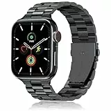 QAZNZ Metall Kompatibel mit iWatch Armband 42mm(Series 11 10) 40mm 41mm 38mm, Damen Herren Edelstahl Ersatzband Metallarmband für iwatch SE 3 2 1, Series 11 10 9 8 7 6 5 4 3 2 1(Schwarz)