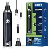 Nasenhaartrimmer 2 in 1 Nasentrimmer Ohrhaartrimmer mit LED-Anzeige, USB Wiederaufladbar Nasenhaarschneider für Herren und Frauen, Schmerzfreier Nasenhaarentferner mit IPX7 Level Wasserdichte