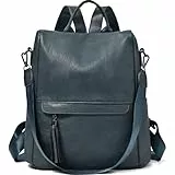 KESUDE Elegant Rucksack Damen Klein - Anti Diebstahl Lederrucksack 2 in 1 Cityrucksack Frauen Rucksacktasche Wasserdichte Schultertasche Casual Tasche Daypack Backpack Damenrucksack, Blau