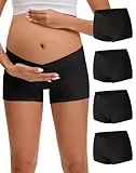INNERSY Umstandsunterhosen Schwarz Schwangerschaftsunterhose Wochenbett Unterwäsche 4er Pack (M, 4 Schwarz)
