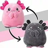 corimori Stimmungskuscheltier, 16cm Plüschtier zum Wenden, Axolotl „Spotl & Pebbles“ rosa, grau | niedlich vs. traurig