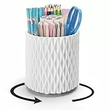 Stifte Organizer,Stilvoller Rhombus-Schreibtisch Organizer mit 360° Drehfunktion,Stiftehalter mit 5 Fächern als Schreibtisch Organizer Kinder für Büro,Schule,Zuhause und Kunstbedarf(weiß)