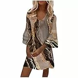 MICKURY Damenbekleidung Kleider Abendkleid Spitze Damen Lange Abendkleider Damen Elegant Sexy Abendkleid Damen Glitzer Love Kleider Damen Kleider Festlich Damen Langarm(Braun-3,L)