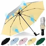 HEXSOLID Mini 40inch Regenschirm UV Schirm UPF 50+ Automatik Regenschirm Sturmfest Umbrella Reise Winddichter Wasserdicht für Herren und Damen (Silber/Kaki, 18cm)