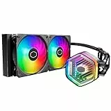 Cooler Master MasterLiquid Atmos 240 Black CPU-Wasserkühler – AIO-Wasserkühlung, Doppelkammerpumpe, vorinstallierte Sickleflow 120 Edge-Lüfter, adressierbares Gen 2 RGB, LGA1700- & AM5 – Schwarz