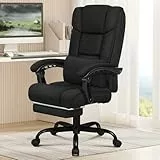 ALFORDSON Ergonomischer Bürostuhl, Computer-Schreibtischstuhl mit Fußstütze, Netzstuhl mit hoher Rückenlehne, Drehstuhl mit 150°-Neigung, Stoffmaterial, Schwarz