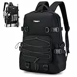 BAGZY Wanderrucksack Herren Damen 30L, Laptop Rucksack 15.6 Zoll für easyJet Flugzeug Reiserucksack Schulrucksack Daypack für Outdoor Sport Reisen Camping Schule Arbeit Business Reisen，Nylon Schwarz