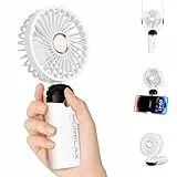 Handventilator, Tragbarer Mini Ventilator, 4000mAh Wiederaufladbar, Kleiner Taschenventilator Mit 6 Geschwindigkeitsstufen, 90° Faltbarer USB-Ventilator für Zuhause, Büro, Schule, Outdoor, Weiß