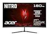 Acer Nitro ED320QR S3 Gaming Monitor 31,5 Zoll (80 cm Bildschirm) Full HD, 180Hz, 1ms(VRB), 2xHDMI 2.0, DP 1.4, Curved, DP/HDMI FreeSync Premium, Schwarz