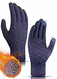 YESWEL Handschuhe Herren,Thermo Touchscreen, Warme Strickhandschuhe mit Fleece Innenfutter, Sporthandschuhe für Fahrrad,Laufen,Wandern,Fahren(Navy