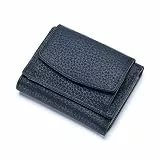FORRICA Damen Geldbörse Echtleder Kleine Leichte Brieftasche mit RFID Schutz Frauen Portemonnaie mit Kartenfächer Kompakte Dreifach Gefaltete Geldbeutel Blau A