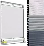 WOLTU Wabenplissee ohne Bohren verdunkelung Thermo Doppelplissee Klemmfix Zweifarbig 80x120cm Weiß-Weiß, Plissee Faltrollo Sonnen-, Sicht- & Schallschutz, Jalousie Plisseerollo für Fenster & Tür