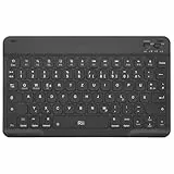 Rii Bluetooth Tastatur für Tablet, Tragbare Slim Tastatur mit Scissor-Mechanismen, Wiederaufladbar, QWERTZ Layout, Kompatibel mit iPad/Android/Windows, Schwarz