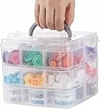 ilauke Sortier Aufbewahrungsbox Sortierbox mit Tragegriff,3 x 6 Fächern Stöckige Aufbewahrungsbox Plastik Transparent Stapelbar für Die Organisation von Nähfäden,Spulen,Perlen,Schmuck,Spielzeug