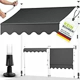 tillvex Klemmmarkise mit Handkurbel Balkon | Balkonmarkise ohne Bohren | Markise UV-beständig & höhenverstellbar | Sonnenschutz Terrasse & Garten wasserdicht (Grau, 300cm)